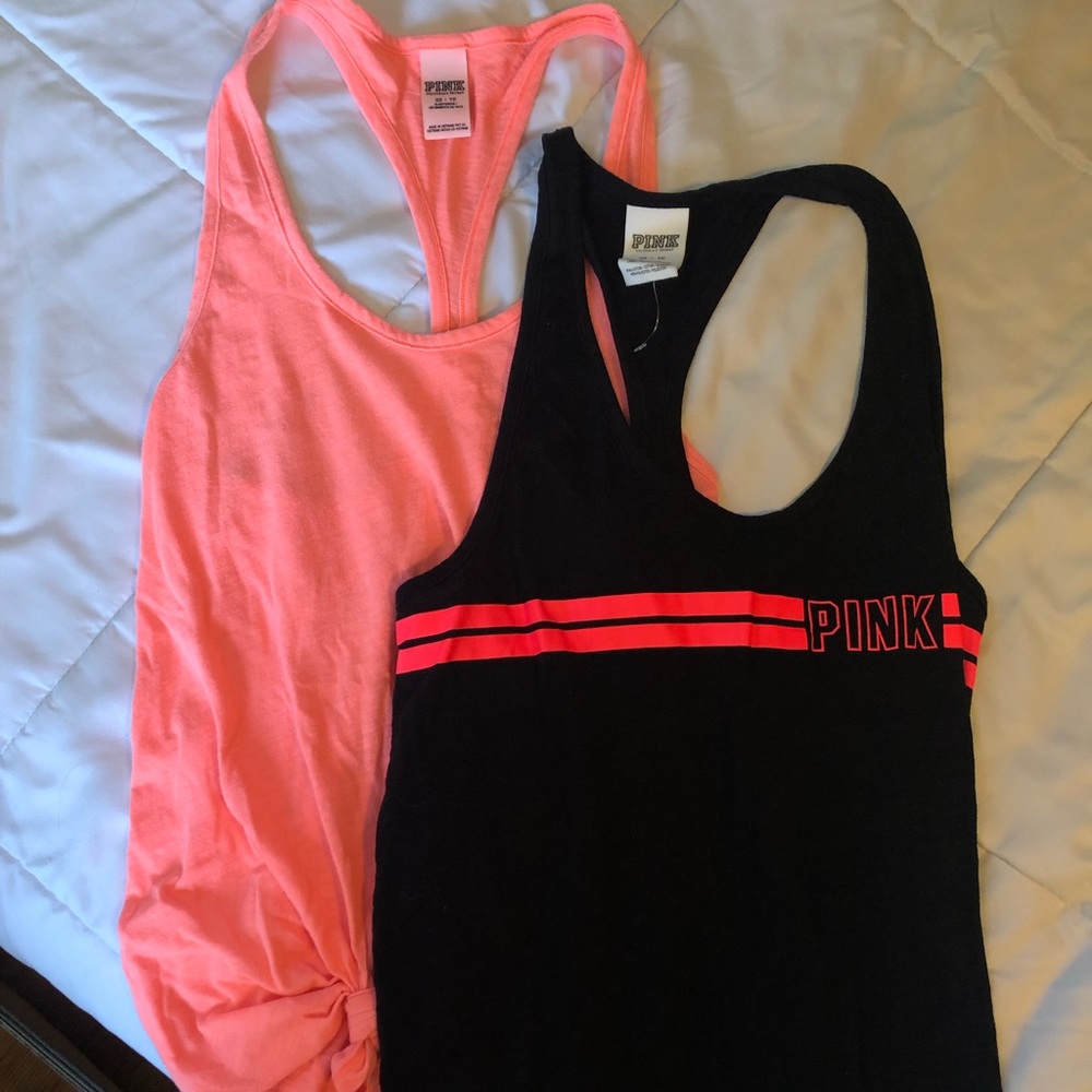 Two VS Pink Racerback Tanks